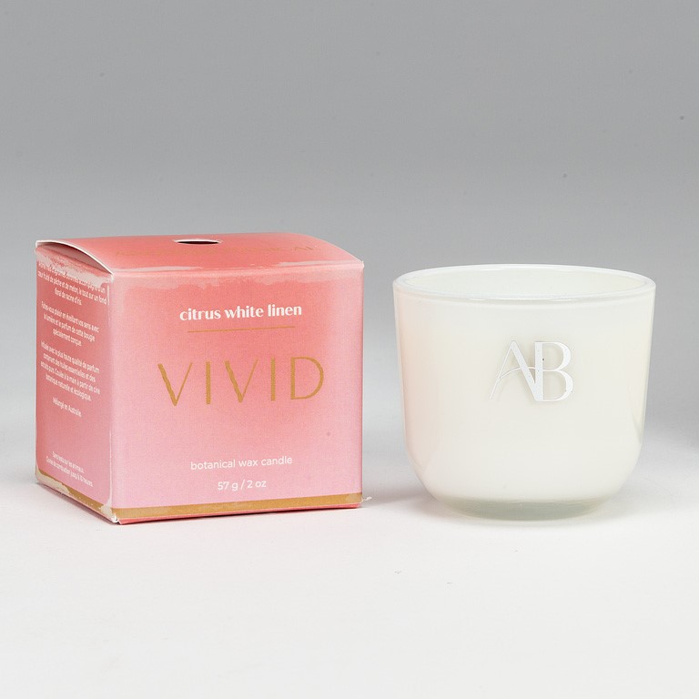 Vivid Citrus White Linen Mini Candle