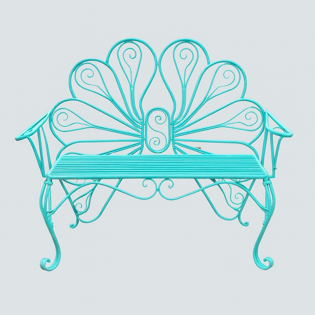 Metal coated Peacock bench