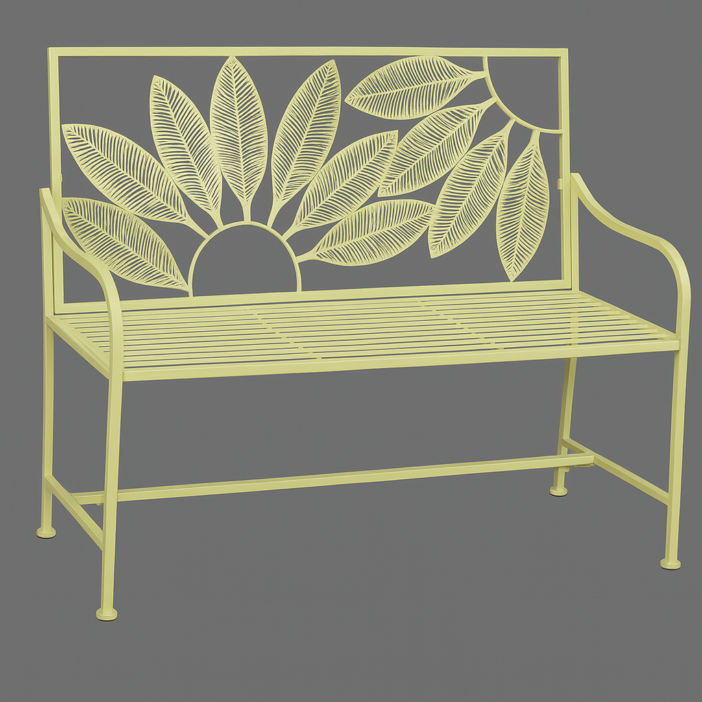 Powder Coated Yellow Metal Bench
