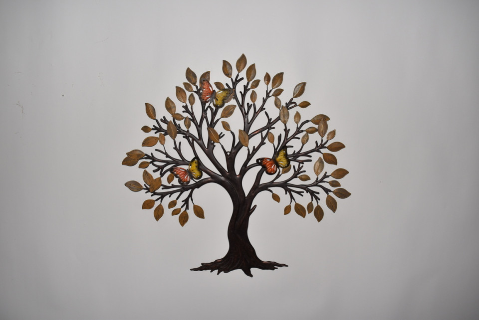 Metal Tree Art with Butterflies
