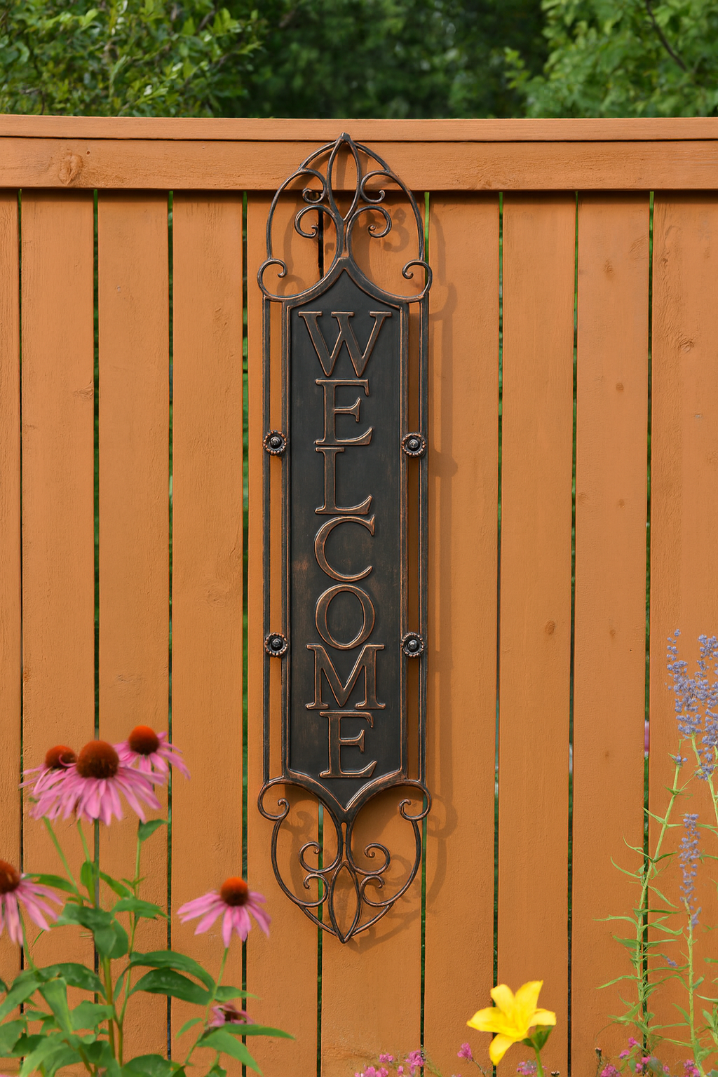 Verticle Metal Welcome Sign on door.jpg