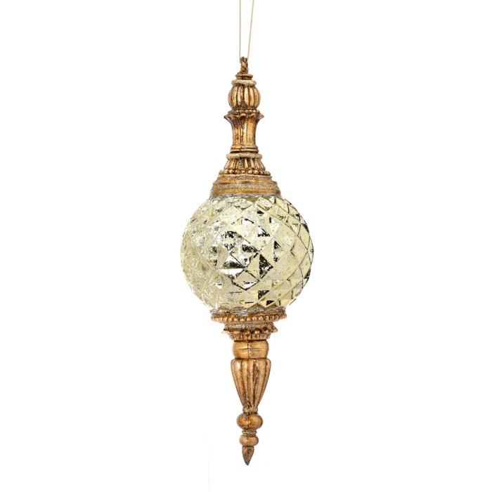 18'' Gold Glitter Mercury Finial Ornament